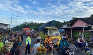 Antisipasi Kemacetan, Polisi Atur Lalin di Pasar Buah Ranuyoso