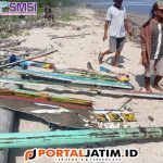 Petugas Satpolairud Polresta Banyuwangi Menerima Laporan Tentang Adanya Perahu Yang Hancur Dipesisir Pantai Trianggulasi