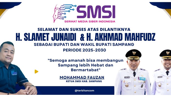 Pasangan H. Slamet Junaidi – Ra Mahfud Dilantik SMSI Sampang Ucapkan Selamat