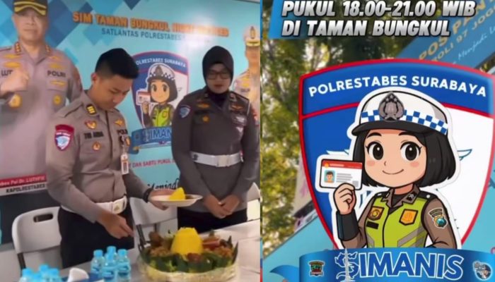 AKP Tri Arda Meidiansyah, S.TR.K, Sik Awali Potong Tumpeng Giat Launching SIManis Layanan Malam Hari Taman Bungkul
