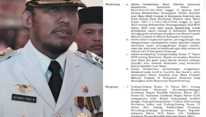 Bupati Sumenep Tetapkan Status KLB Campak di 23 Kecamatan
