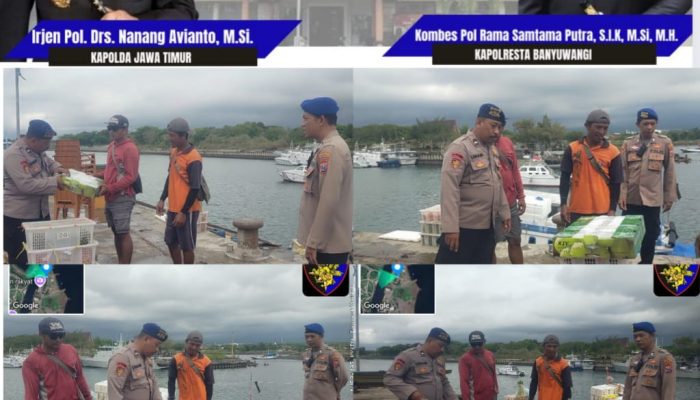 Berikan Binmas Perairan, Personel Polairud Polresta Banyuwangi Lakukan Pemeriksaan Muatan Kapal