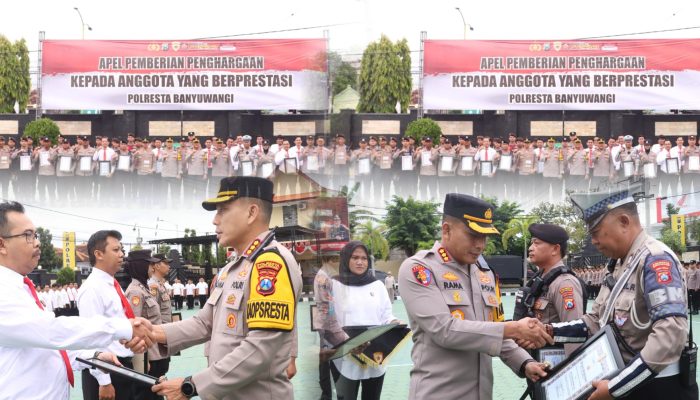 Kapolresta Banyuwangi Berikan Penghargaan kepada 43 Personel Berprestasi