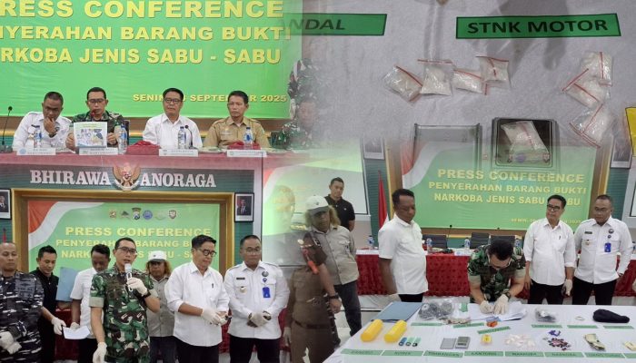 Kodim 0825/Banyuwangi Laksanakan Press Conference Penyerahan Barang Bukti Narkoba Jenis Sabu Sabu
