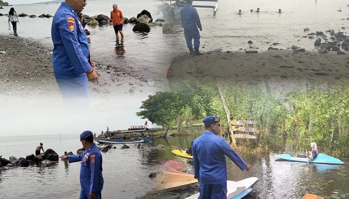 Kapos Satpolairud Unit Kota Lakukan Patroli Kamtibmas Dikawasan Wisata Cacalan Banyuwangi