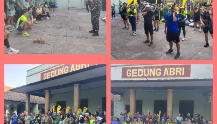 Danramil Beserta Anggota Koramil 0809/01 Kota Kediri, Pemuda Pemudi Ikuti Lari Pagi