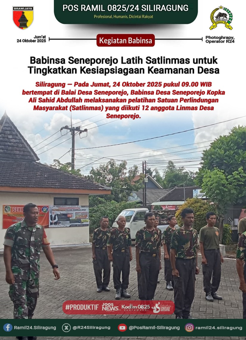 Babinsa Seneporejo Latih Satlinmas untuk Tingkatkan Kesiapsiagaan Keamanan Desa 1 IMG 20251025 WA0000